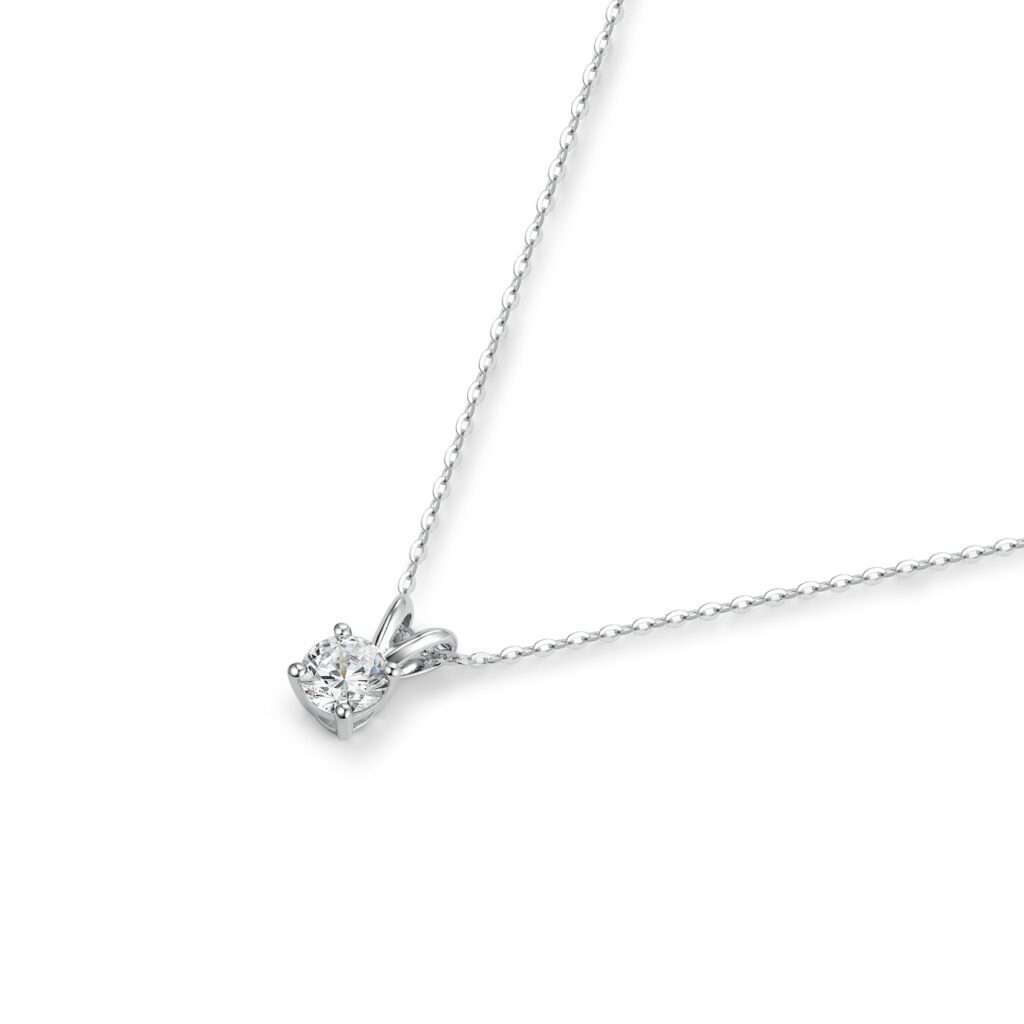 Gracie – Solitärhalsband i 950 Platina med fyrklosinfattad diamant
