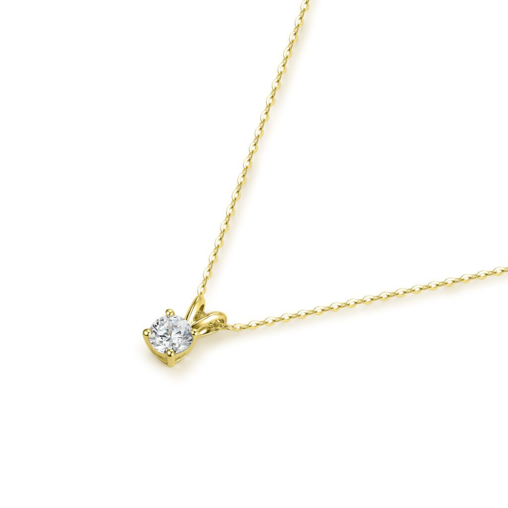 Gracie – Solitärhalsband i 18k Gulguld med fyrklosinfattad diamant