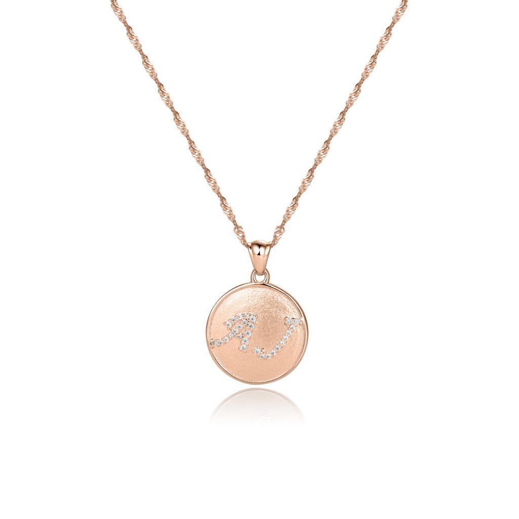 Personligt initialhalsband i 18k Roséguld med diamanter