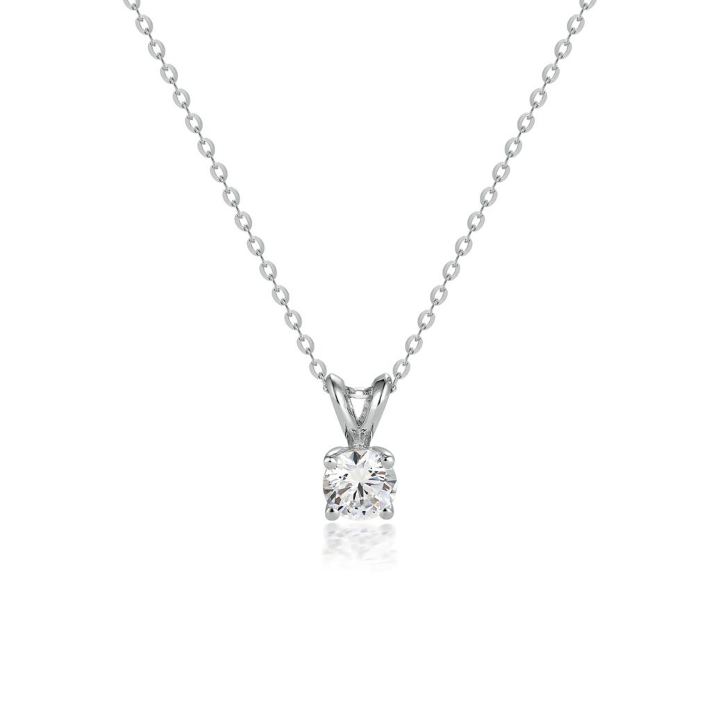 Gracie – Solitärhalsband i 950 Platina med fyrklosinfattad diamant