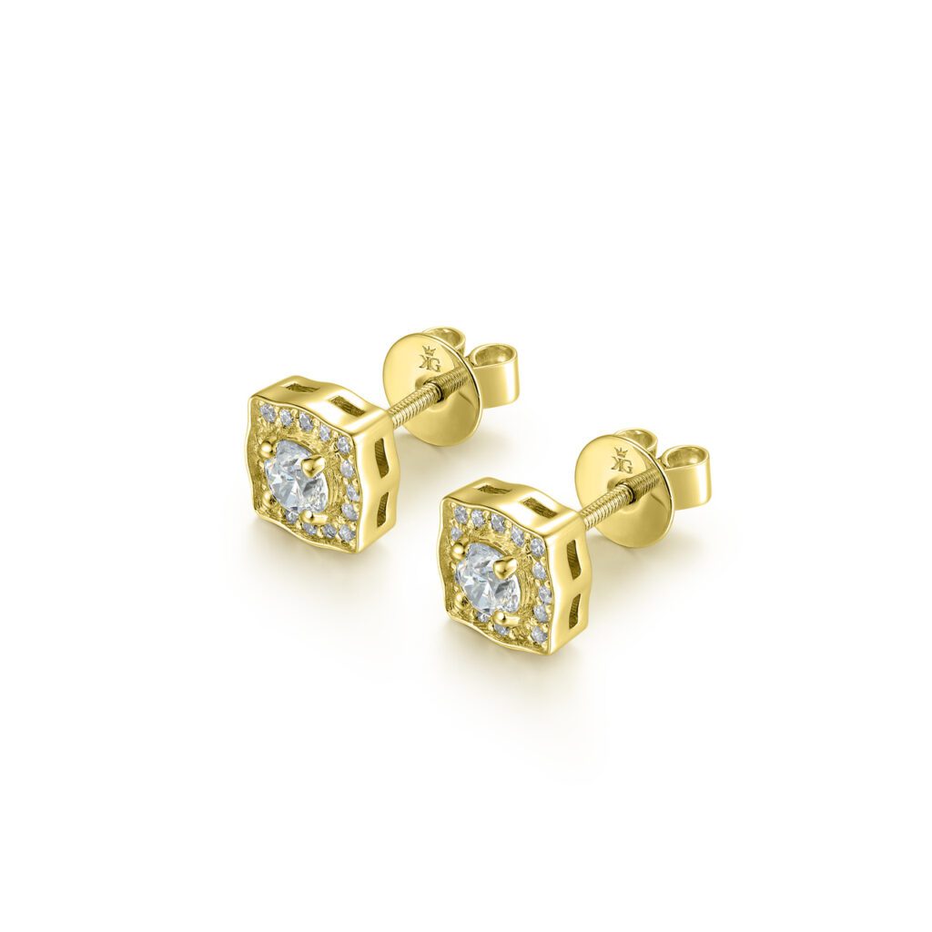 Thalia – Örhängen i 18k Gulguld med diamant