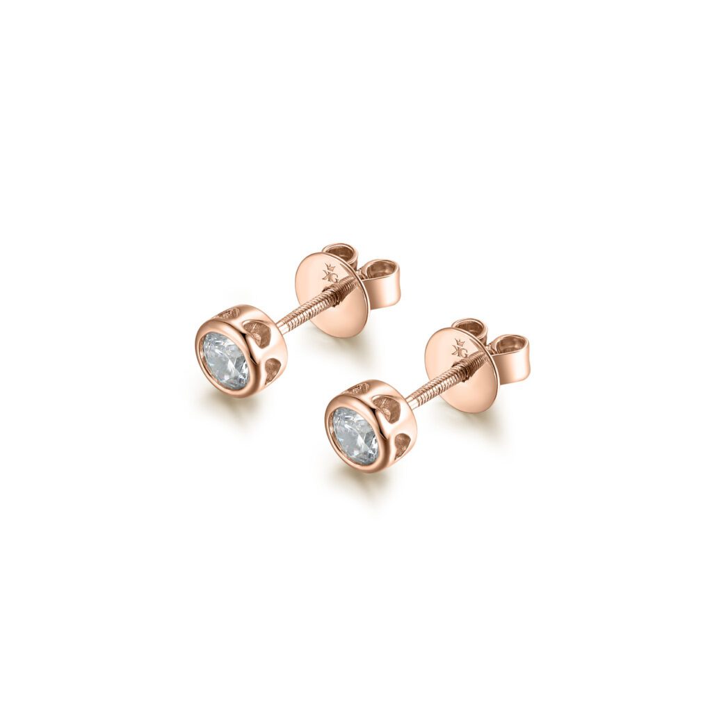 Jayda – Örhängen i 18k Roséguld med diamant