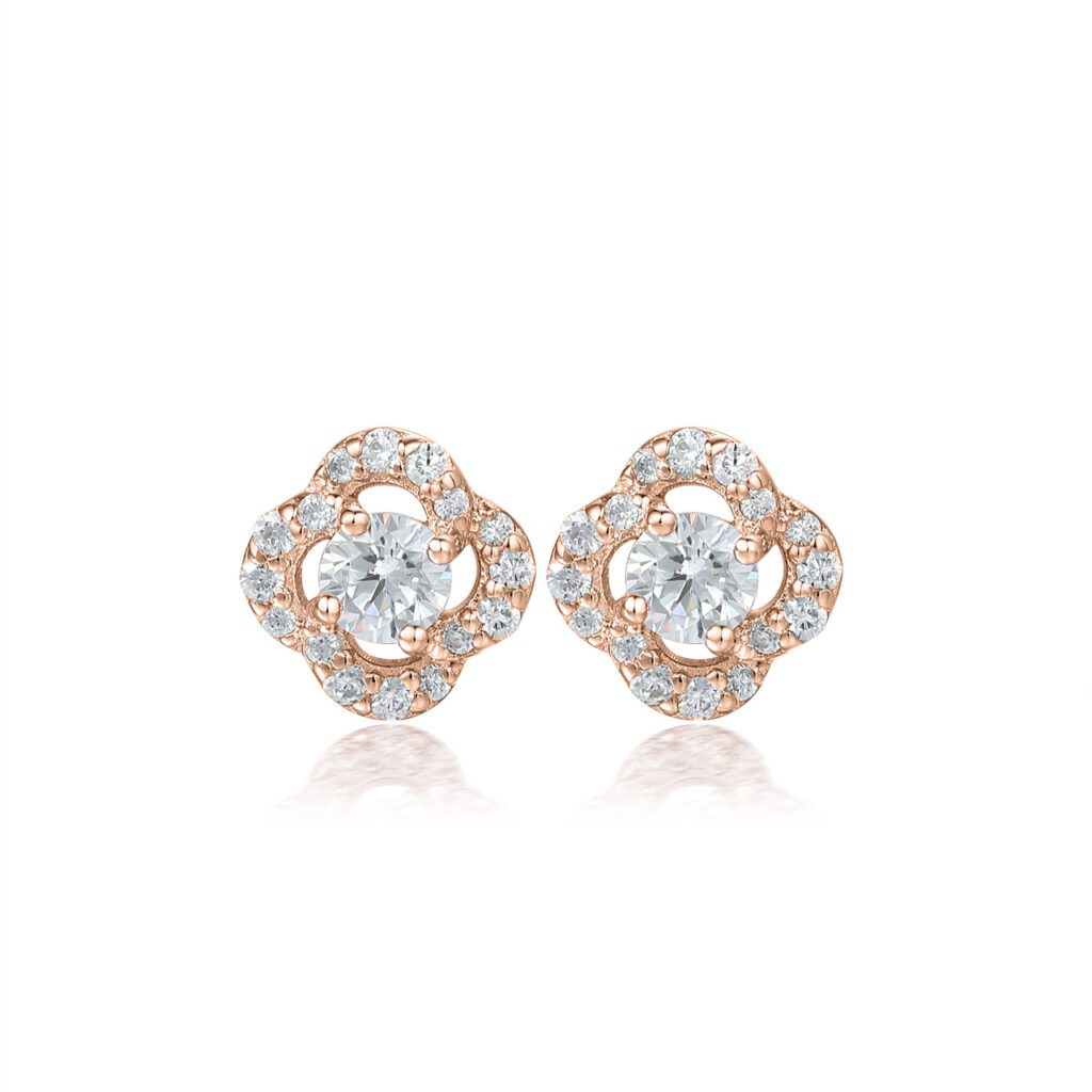 Ezra – Örhängen i 18k Roséguld med diamant