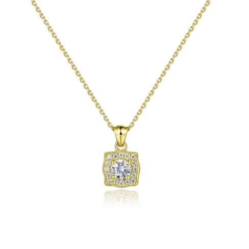 Gemma – Halo diamanthalsband i 18k Gulguld med 16 diamanter