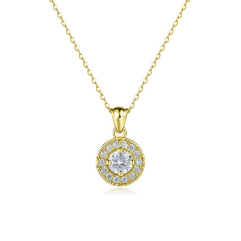 Daisy – Halo diamanthalsband i 18k Gulguld med 14 briljanter