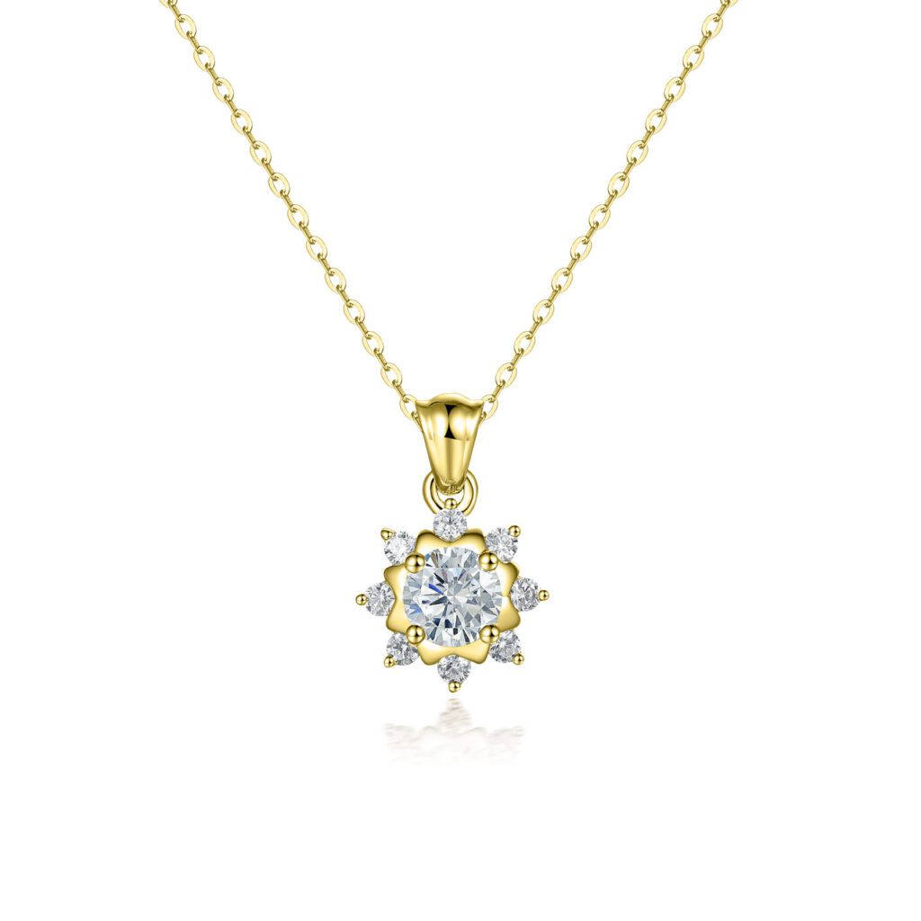 Alaina – Klassiskt carmoséhalsband i 18k Gulguld med diamanter