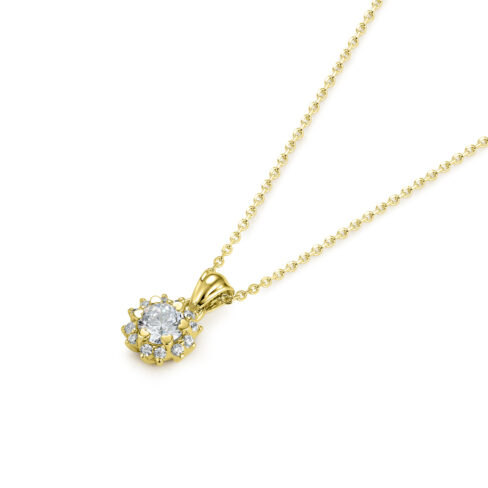 Sloane – Carmoséhalsband i 18k Gulguld med hjärtformade klor och diamanter - Bild 2