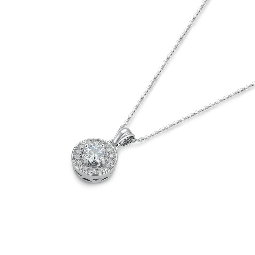 Daisy – Halo diamanthalsband i 950 Platina med 14 briljanter