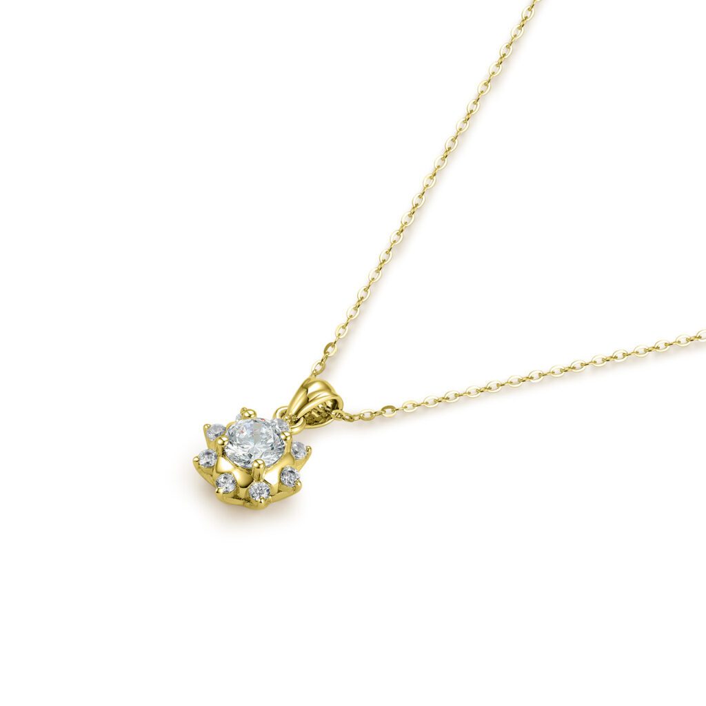 Alaina – Klassiskt carmoséhalsband i 18k Gulguld med diamanter
