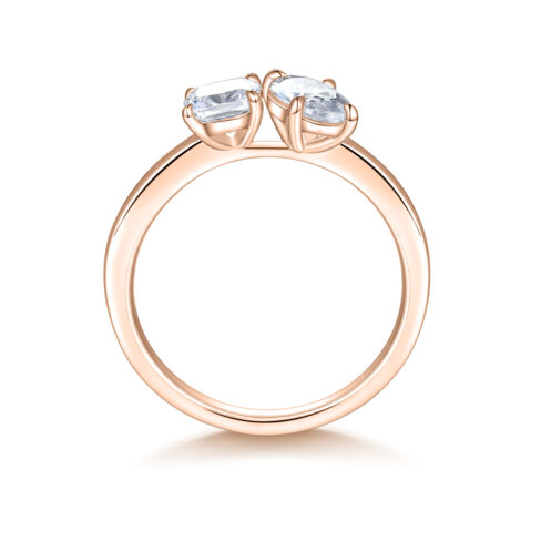 Toi et Moi – Ring med flera stenar i 18k Roséguld - Bild 2