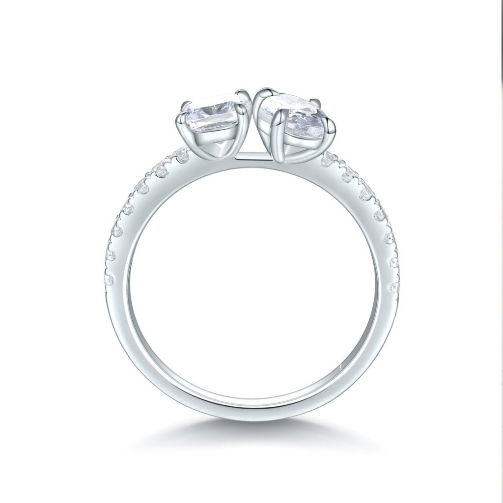 Toi et Moi – Sidostensring med diamanter i 18k Vitguld