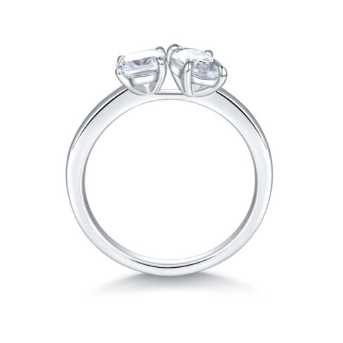 Toi et Moi – Ring med flera stenar i 18k Vitguld - Bild 2