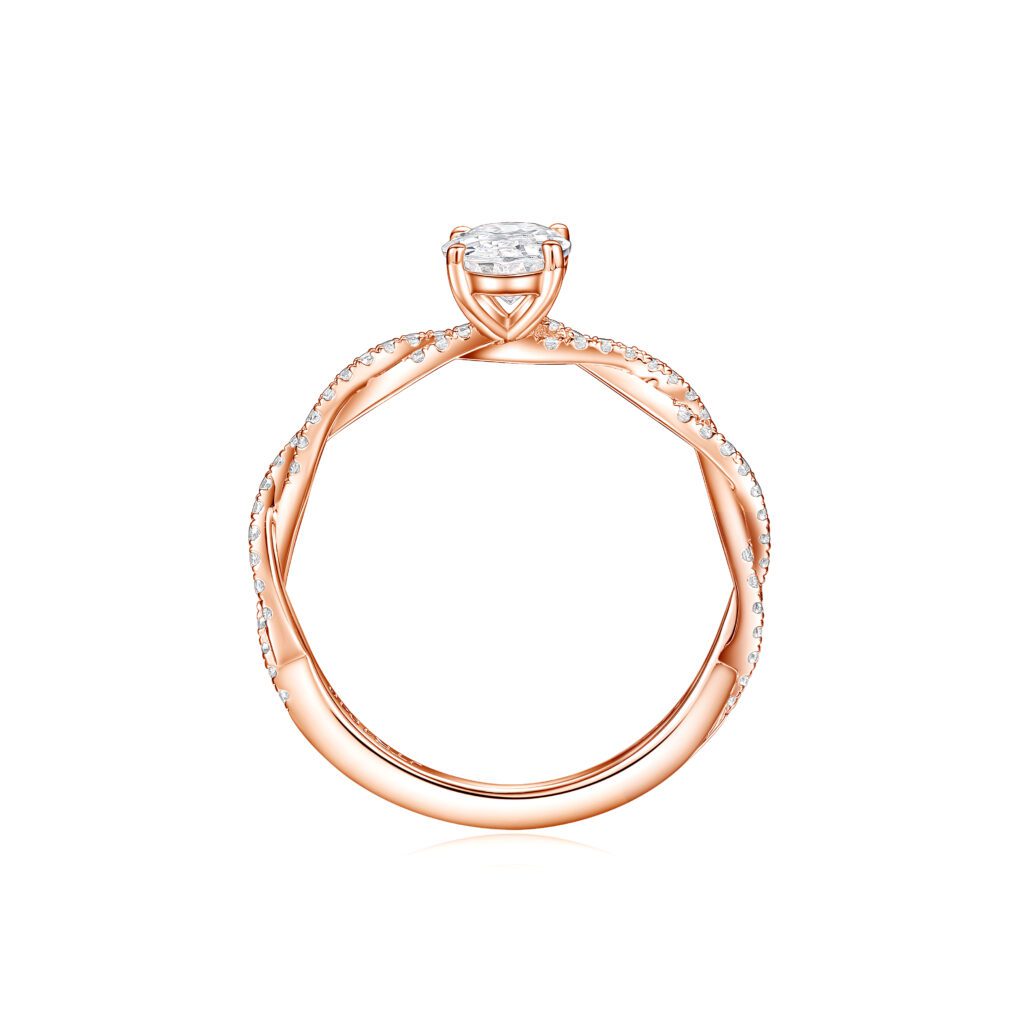 Ellie – Sidostensring med diamanter i 18k Roséguld