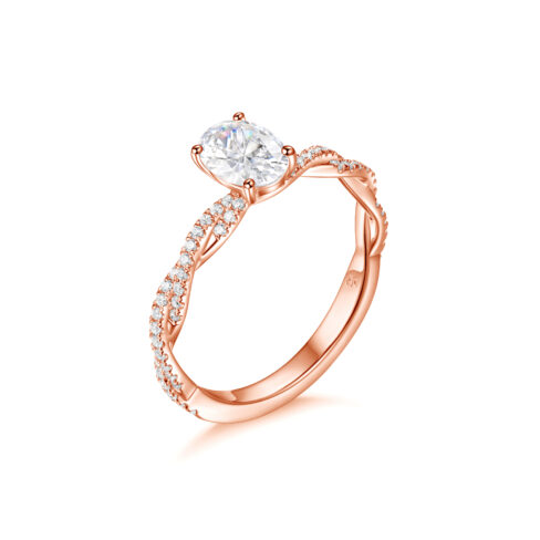 Ellie – Sidostensring med diamanter i 18k Roséguld