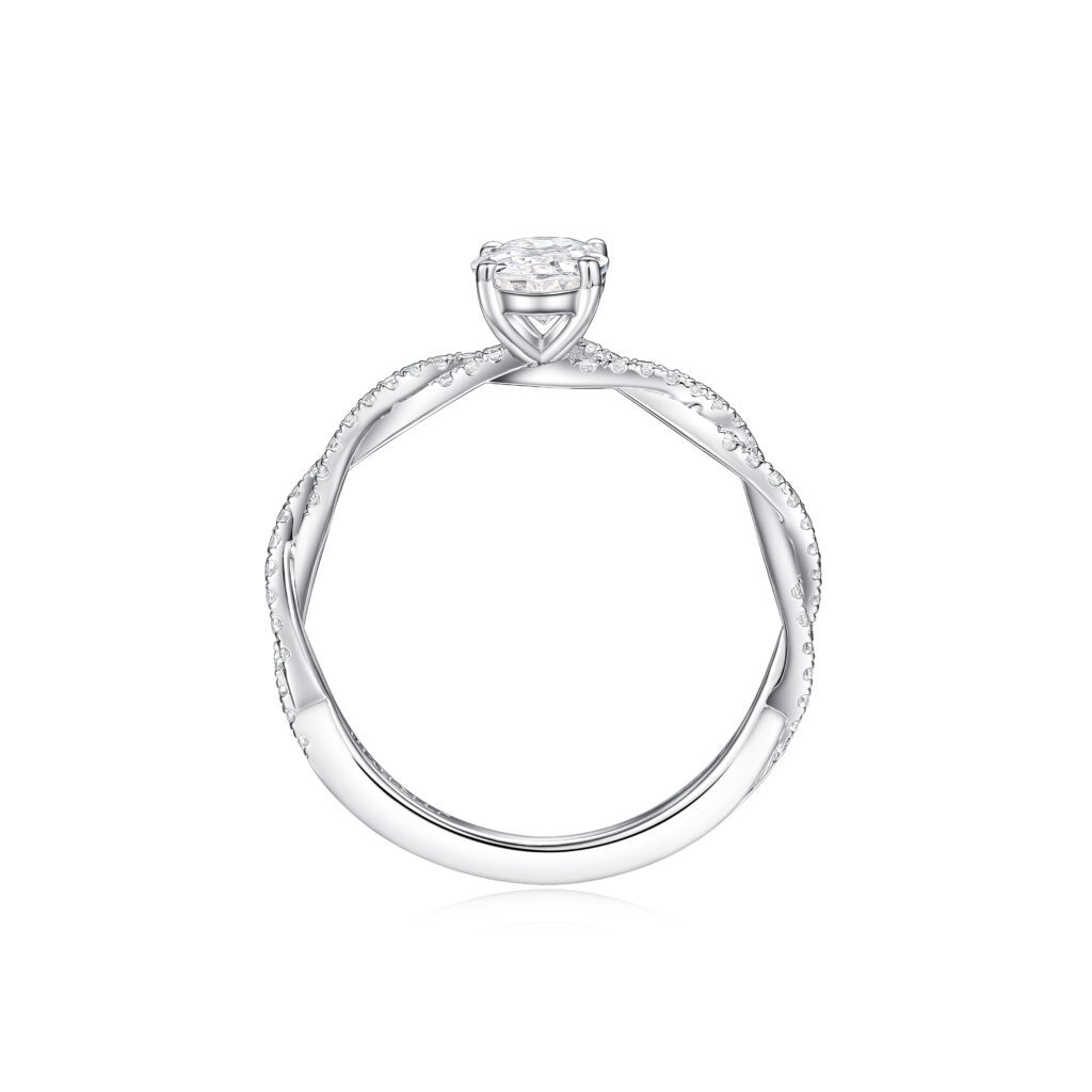 Ellie – Sidostensring med diamanter i 18k Vitguld