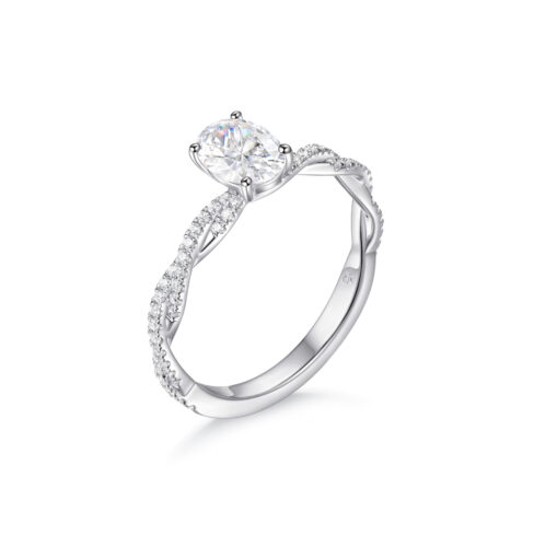 Ellie – Sidostensring med diamanter i 18k Vitguld