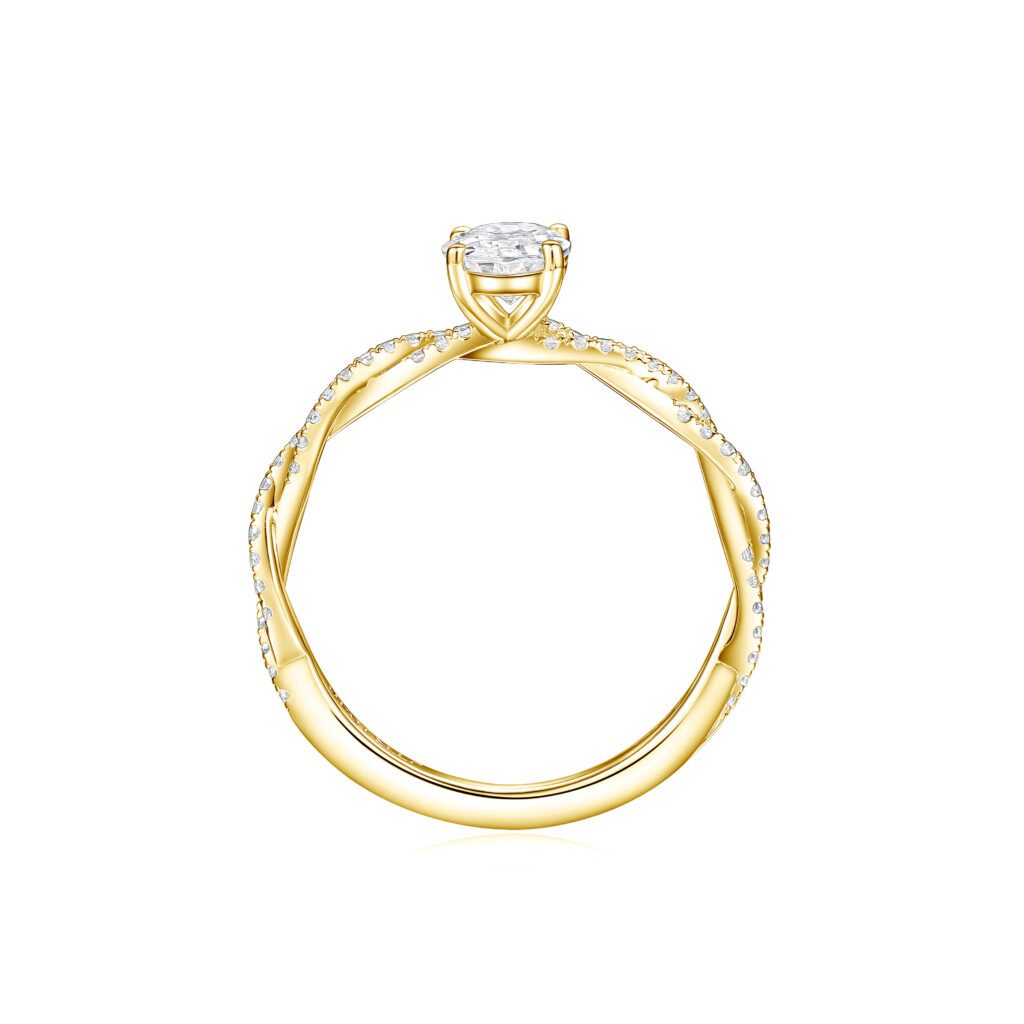 Ellie – Sidostensring med diamanter i 18k Gulguld