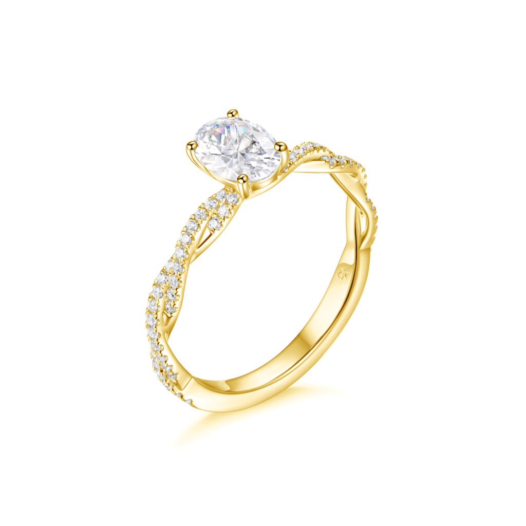 Ellie – Sidostensring med diamanter i 18k Gulguld