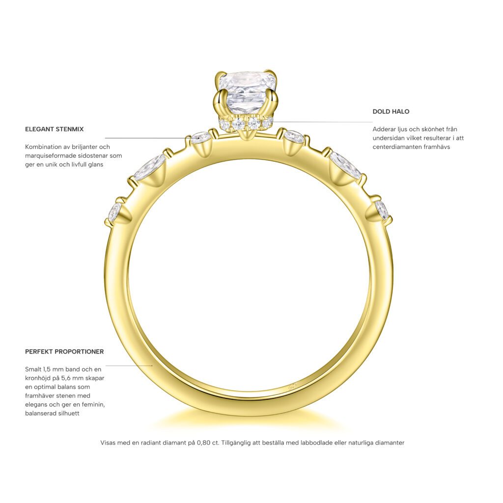 Alea – Sidostensring med diamanter i 18k Gulguld