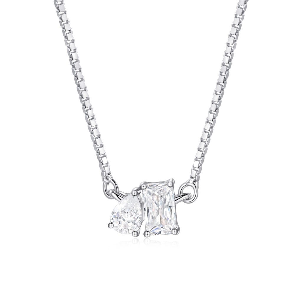 Toi et Moi – Halsband med flera stenar i 18k Vitguld