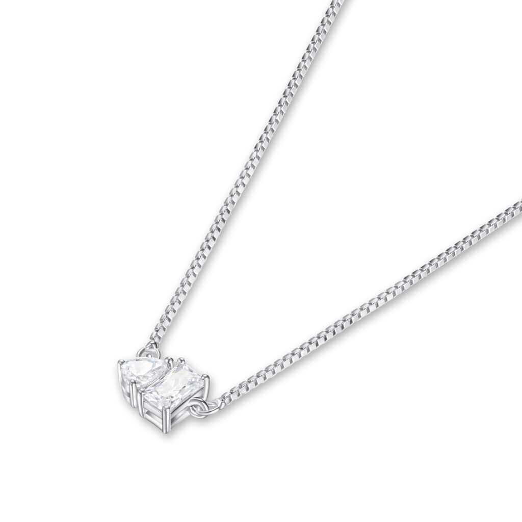 Toi et Moi – Halsband med flera stenar i 18k Vitguld