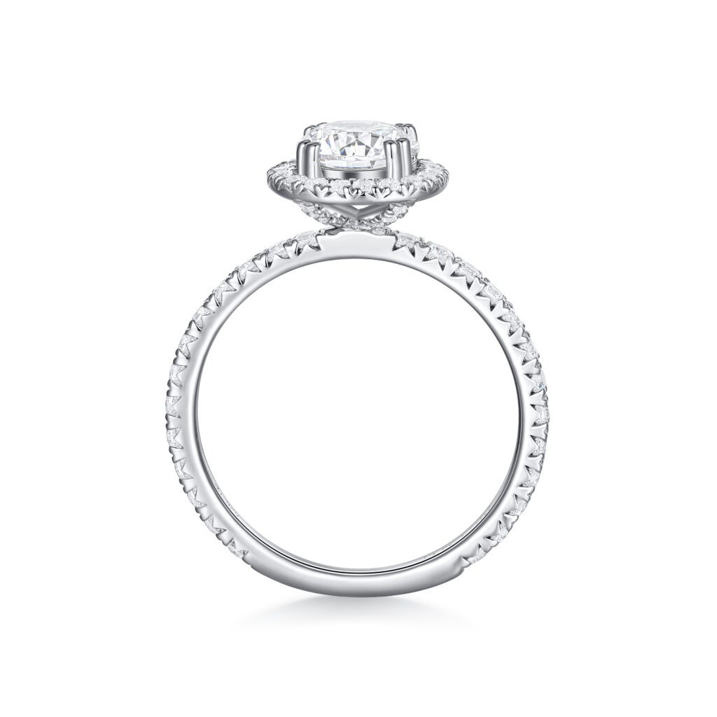 Alessia – Elegant Haloring i 18k Vitguld