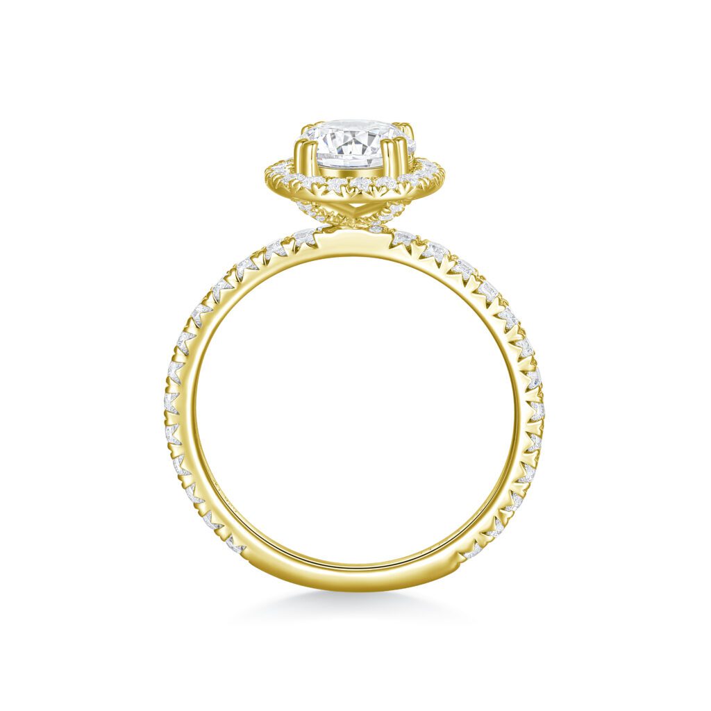 Alessia – Elegant Haloring i 18k Gulguld