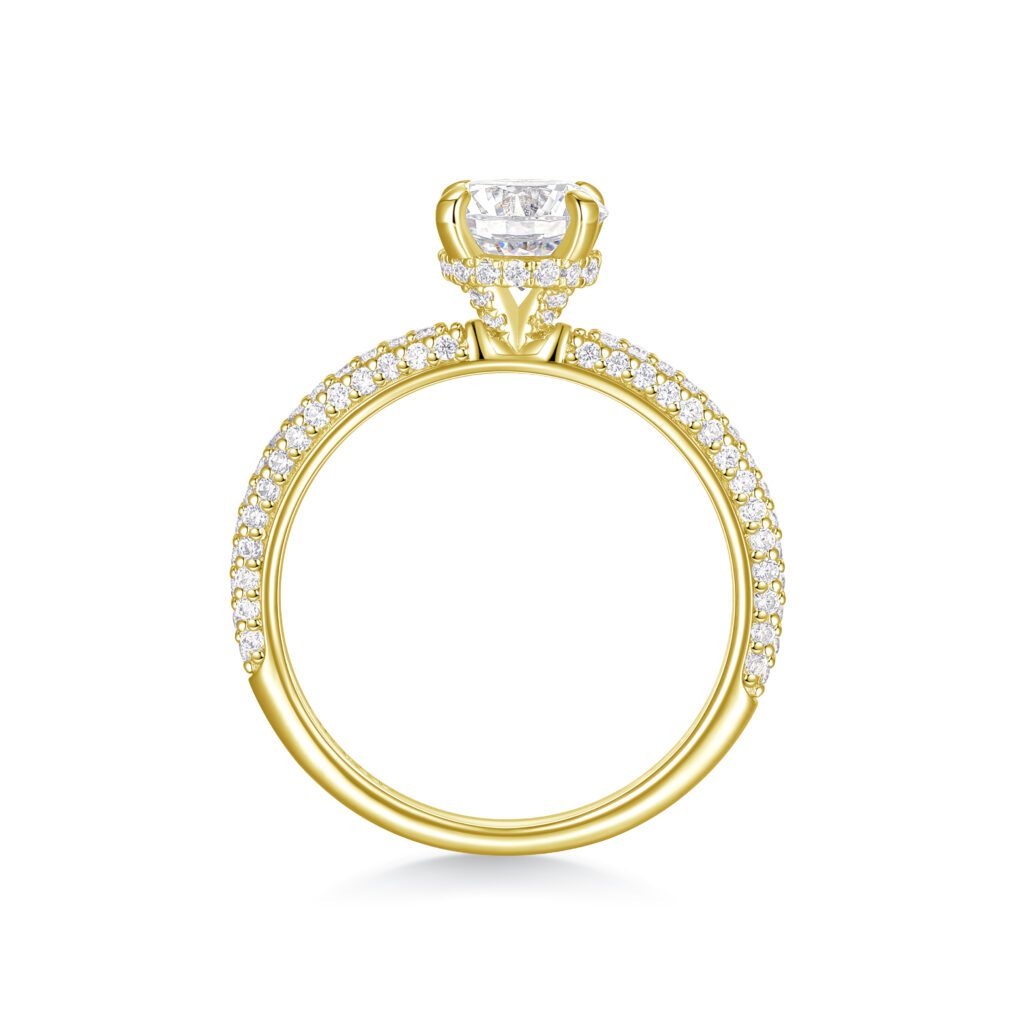 Melody – Rundad Sidostensring Med Hidden Halo i 18k Gulguld