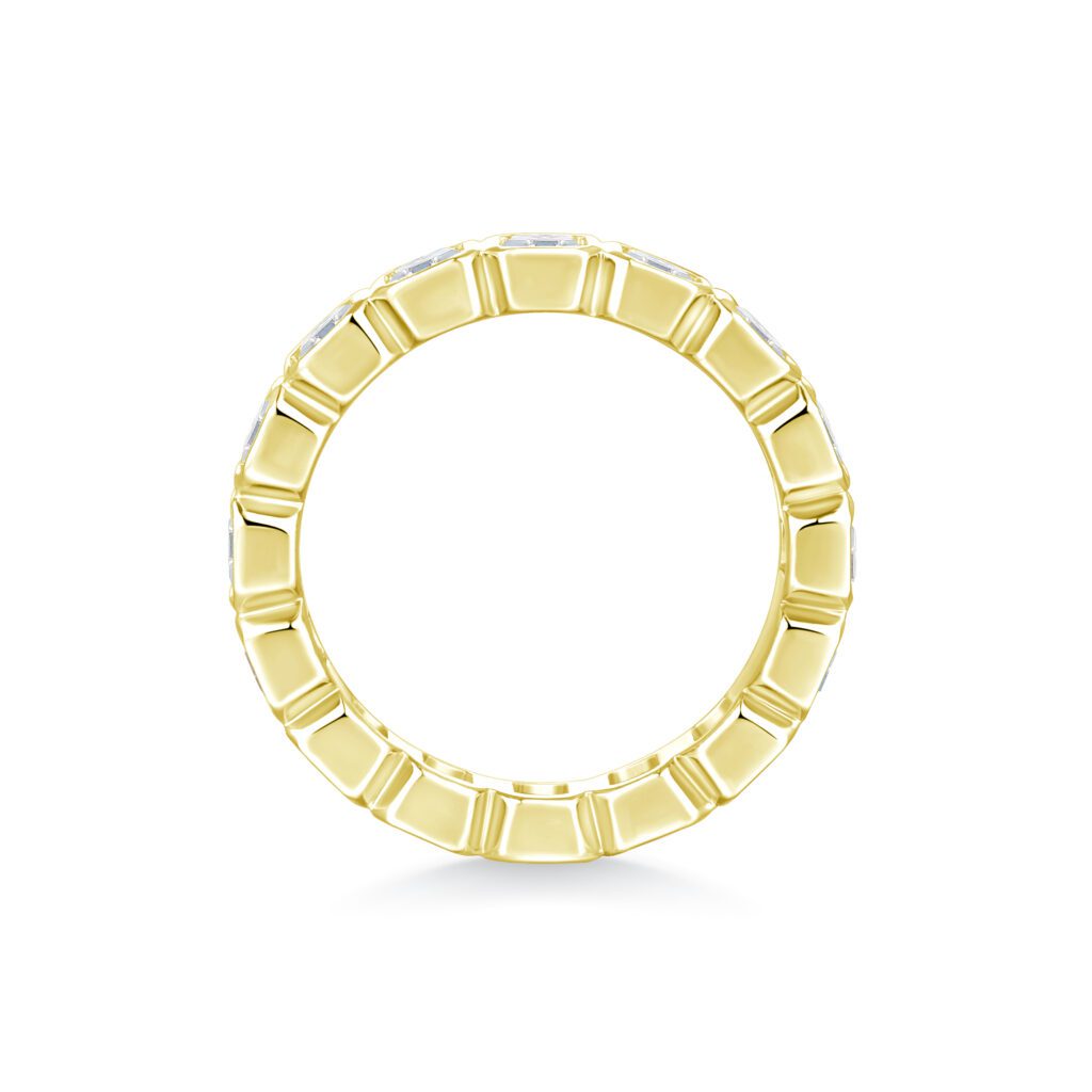 Glow – Emerald Bezel Alliansring i 18k Gulguld