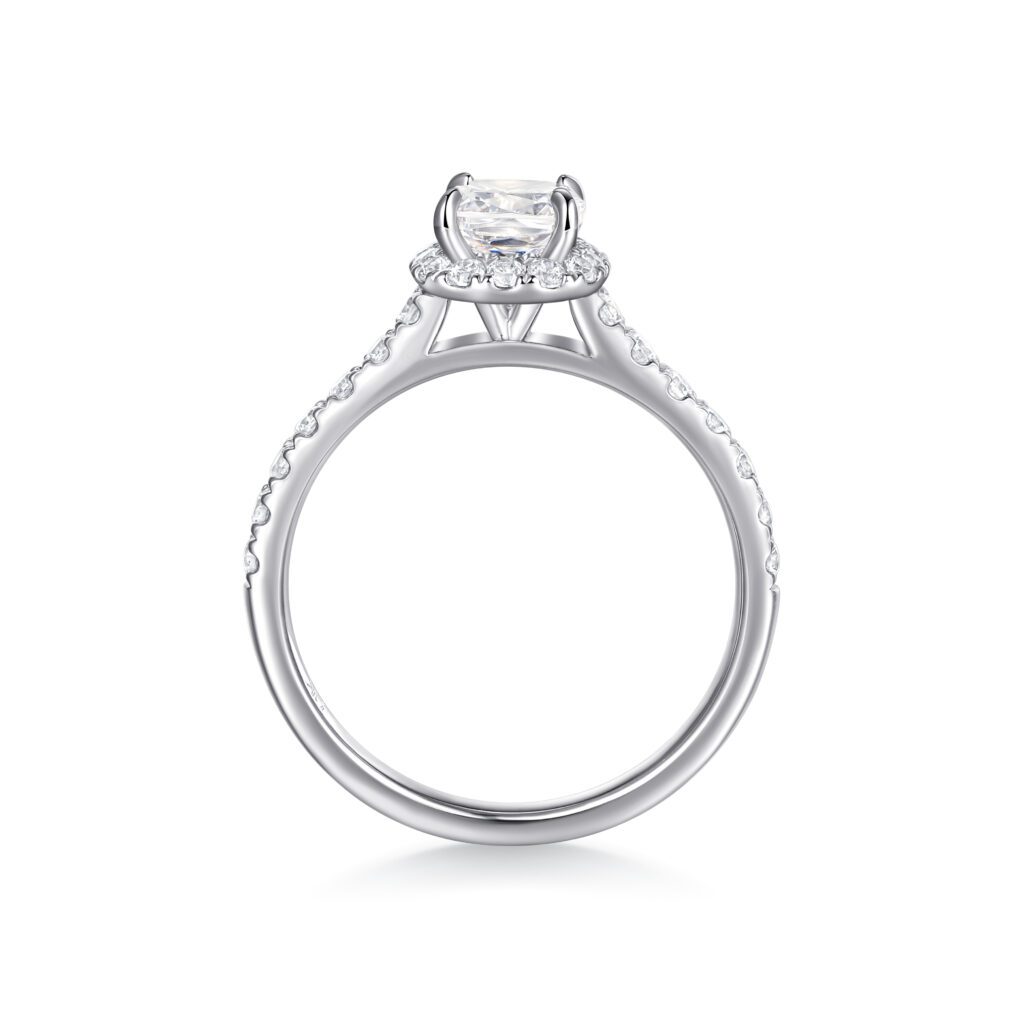 Mila – Elegant Haloring i 18k Vitguld