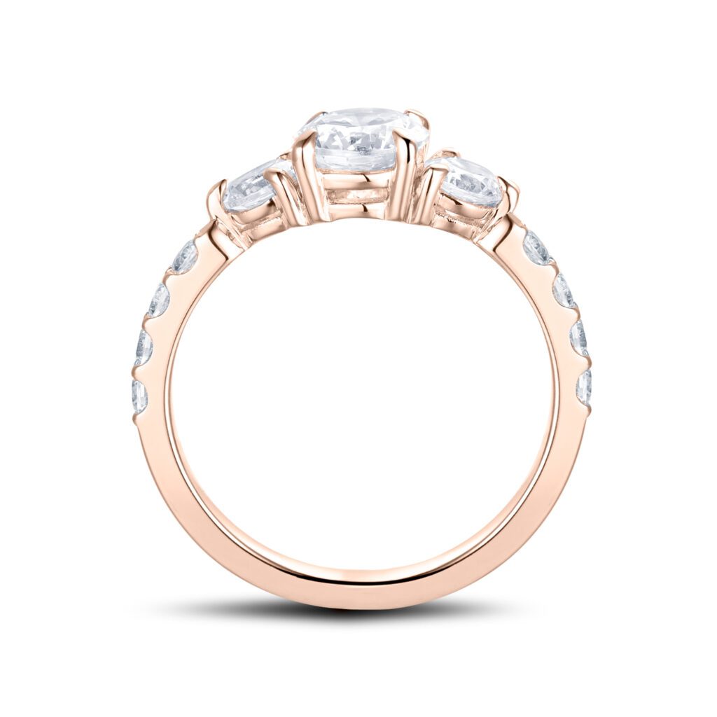 Athena – Trestensring med Sidodiamanter i 18k Roséguld