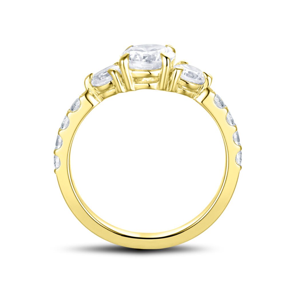 Athena – Trestensring med Sidodiamanter i 18k Gulguld