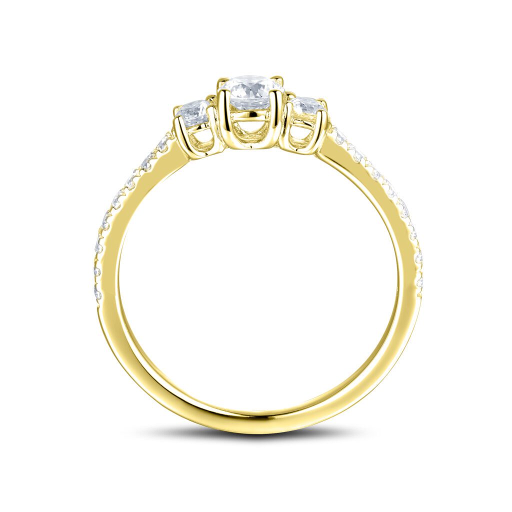 Cora – Trestensring med Sidodiamanter i 18k Gulguld