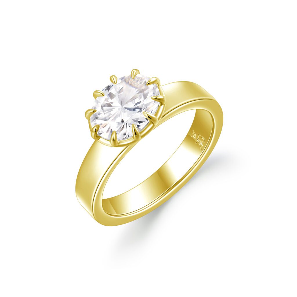 Navia – Unik East-West Solitärring i 18k Gulguld