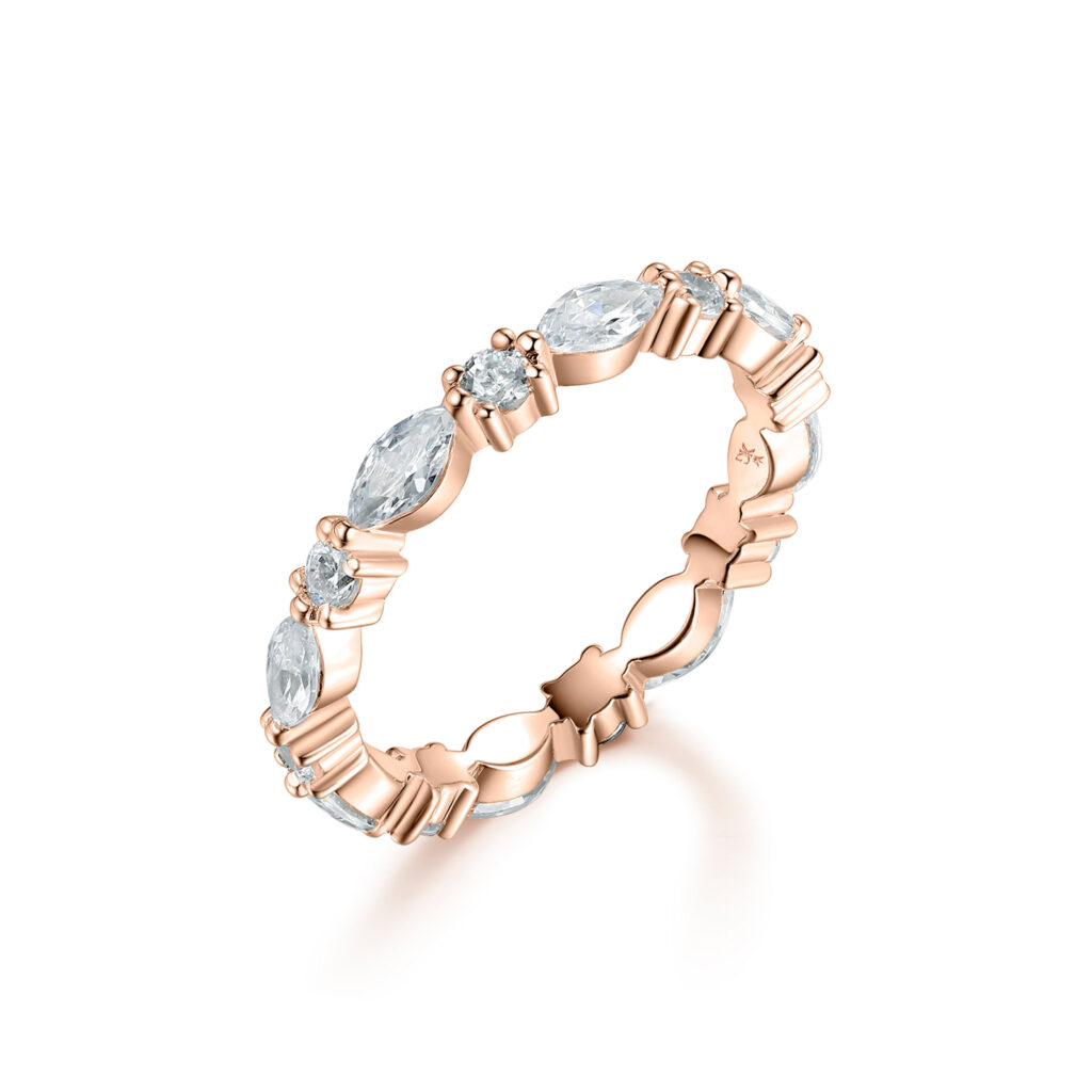 Alexis 1.44 carat – Elegant Helallians med marquiser- och rundslipade diamanter i 18k Roséguld