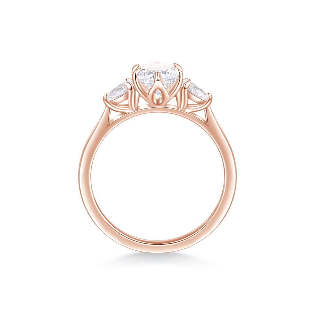 Viola – Trestensring med blomkrona i 18k Roséguld